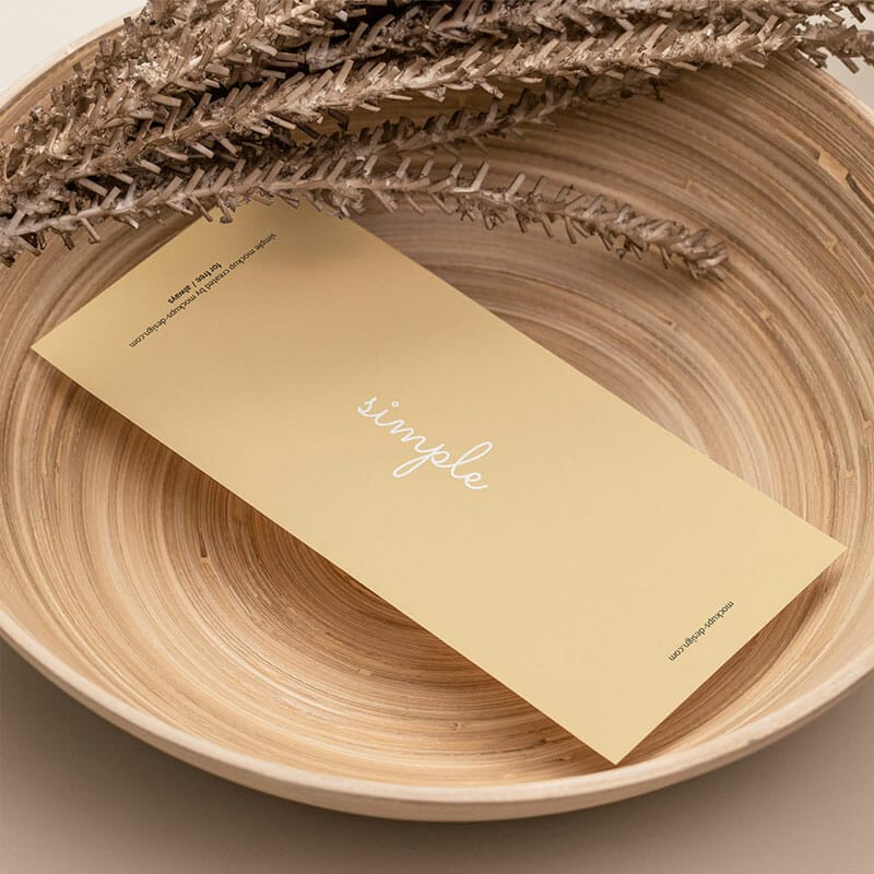 Free DL Flyer In Bamboo Bowl Mockup PSD