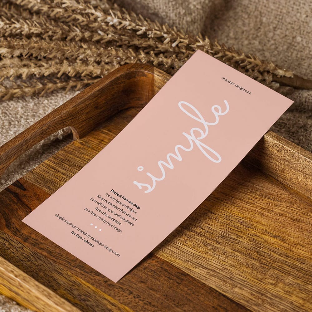 Free DL Flyer With Wooden Elements Mockup PSD