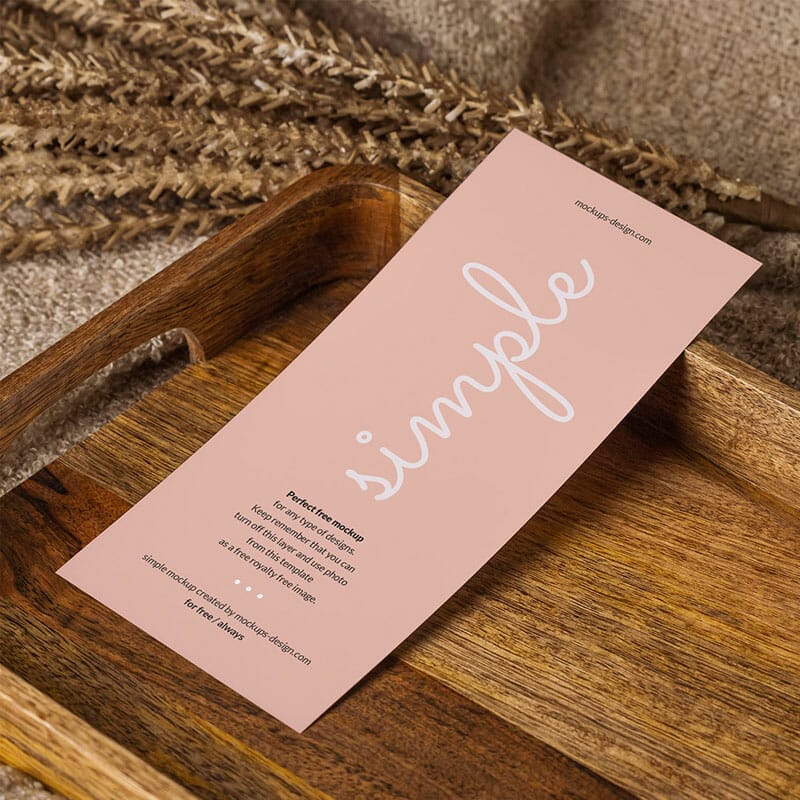 Free DL Flyer With Wooden Elements Mockup PSD