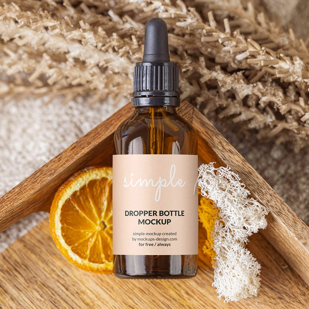 Free Dropper Bottle On Natural Background Mockup PSD
