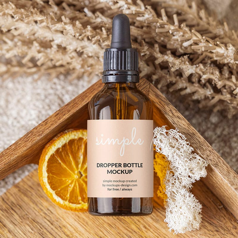 Free Dropper Bottle On Natural Background Mockup PSD