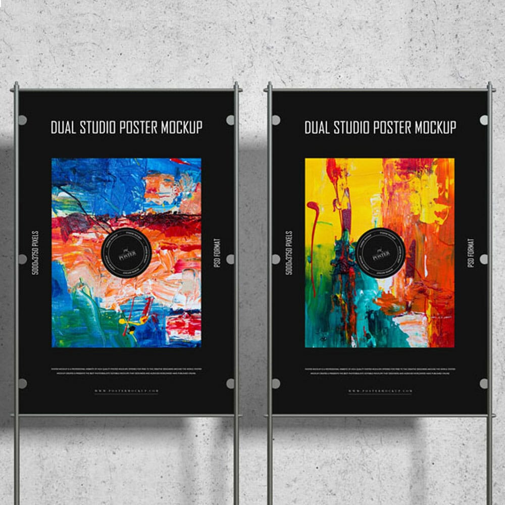 Free Dual Studio Poster Mockup PSD