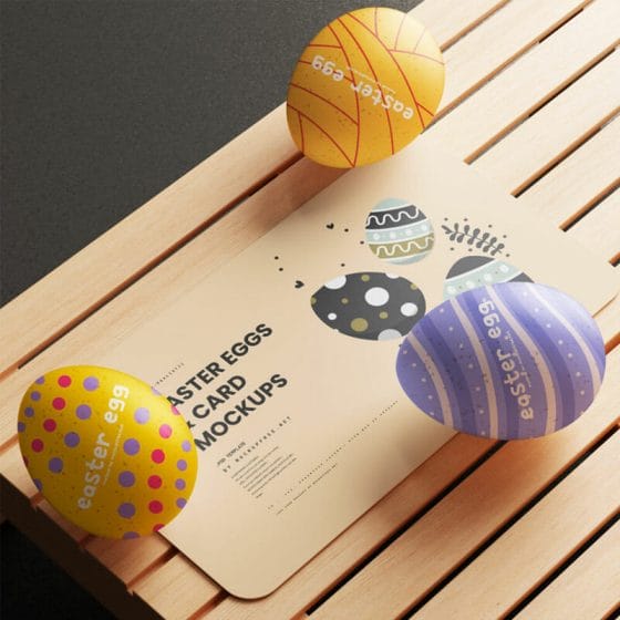 Free Easter Eggs & Card Mockups PSD