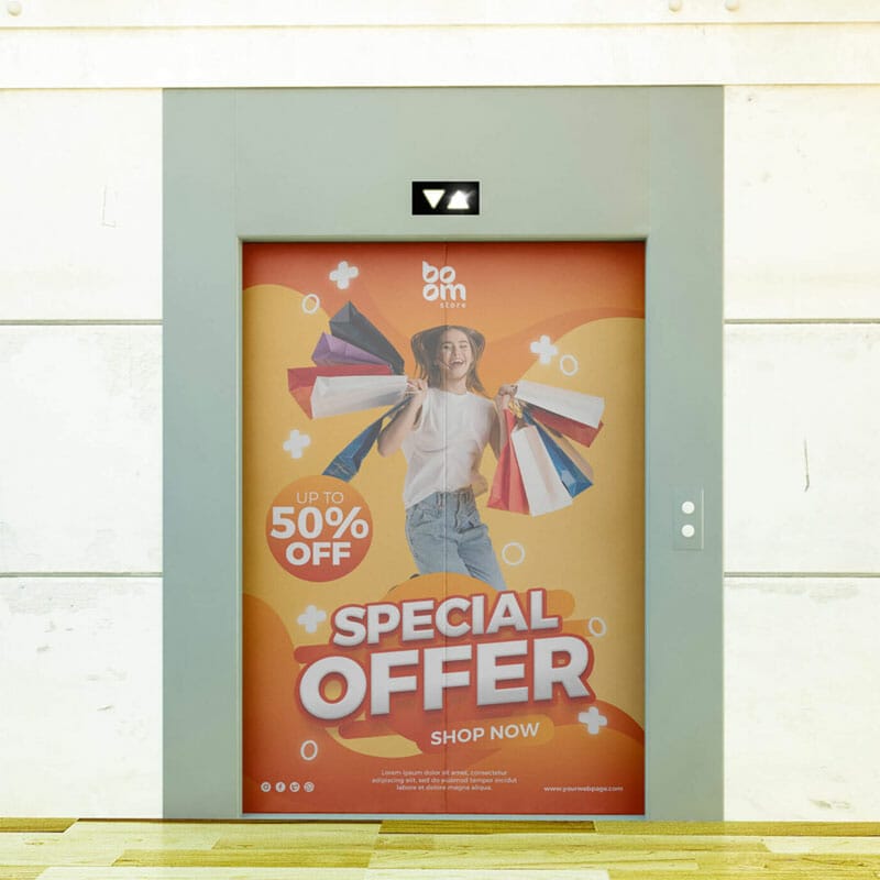 Free Elevator Door Mockup PSD Template