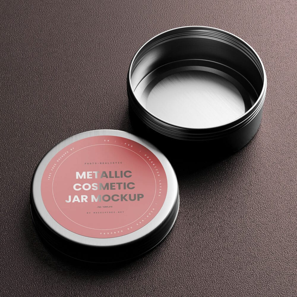Free Flat Metallic Jar Mockups PSD