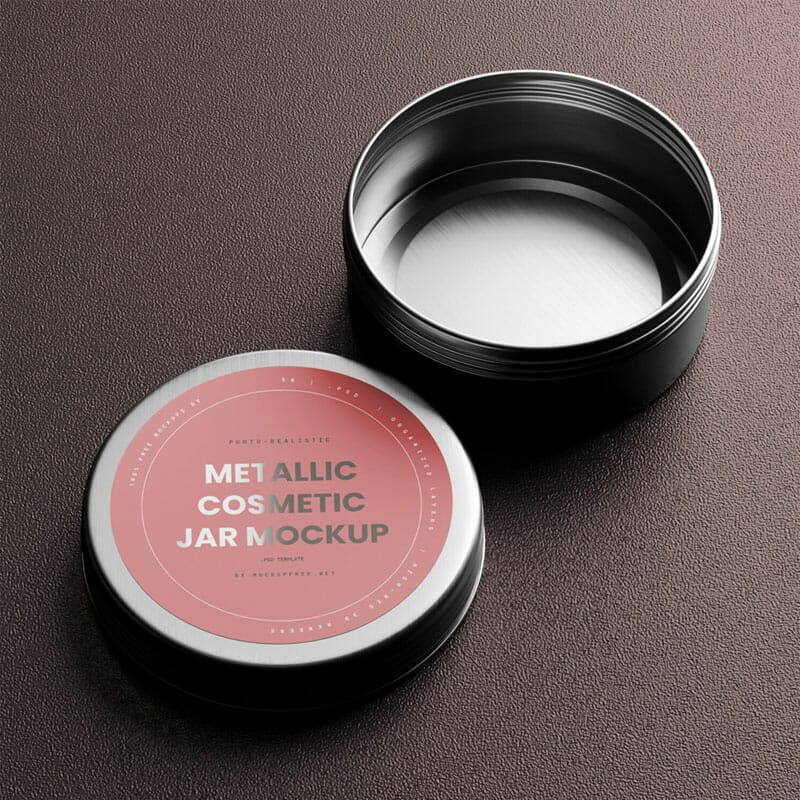 Free Flat Metallic Jar Mockups PSD