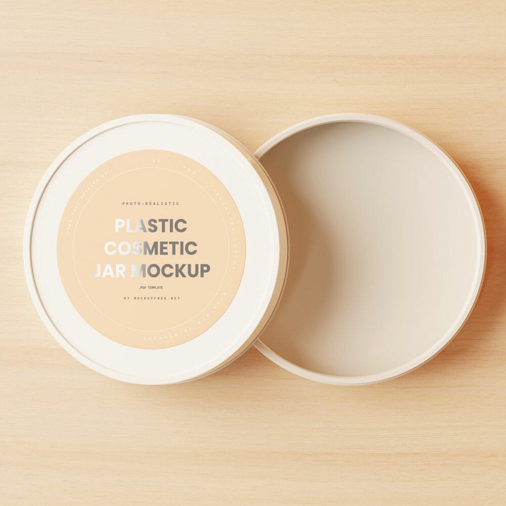 Free Flat Plastic Cosmetic Jar Mockups PSD