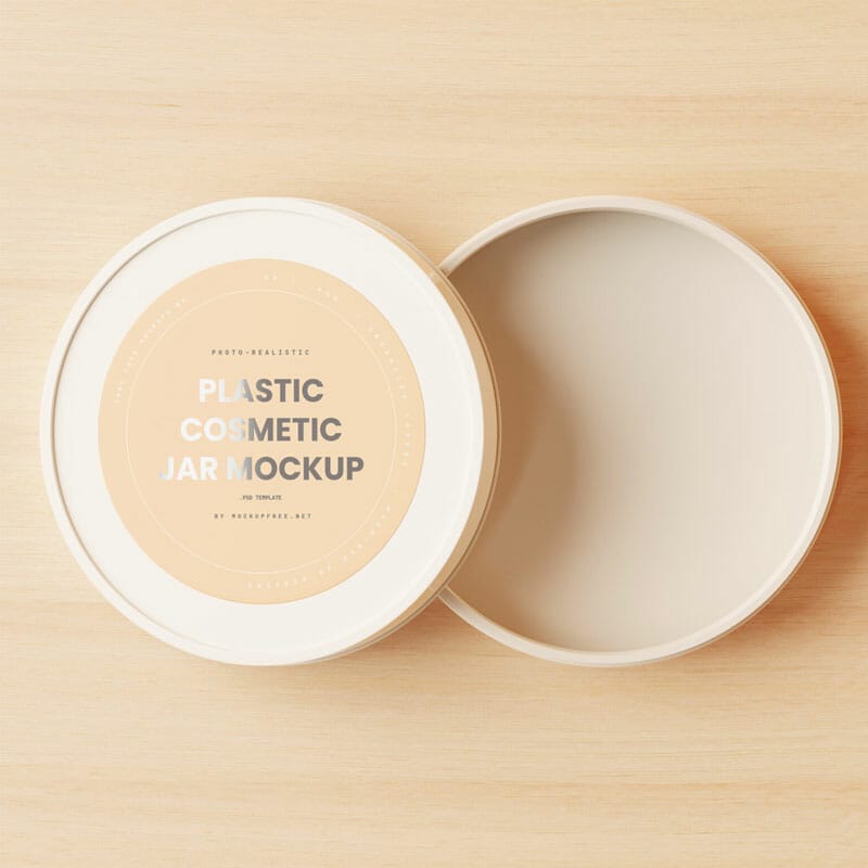 Free Flat Plastic Cosmetic Jar Mockups PSD