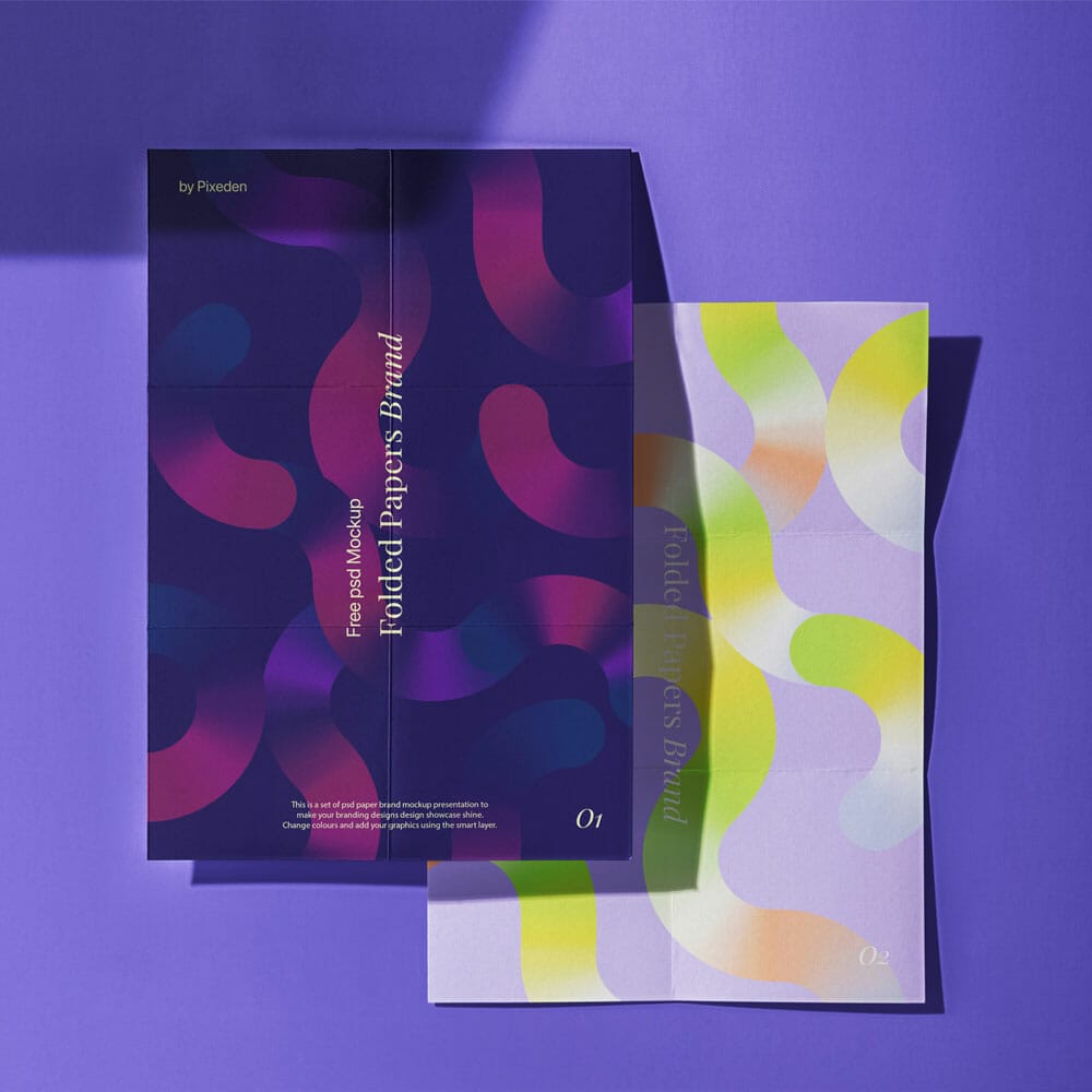 Free Folded Papers PSD Brand Mockup