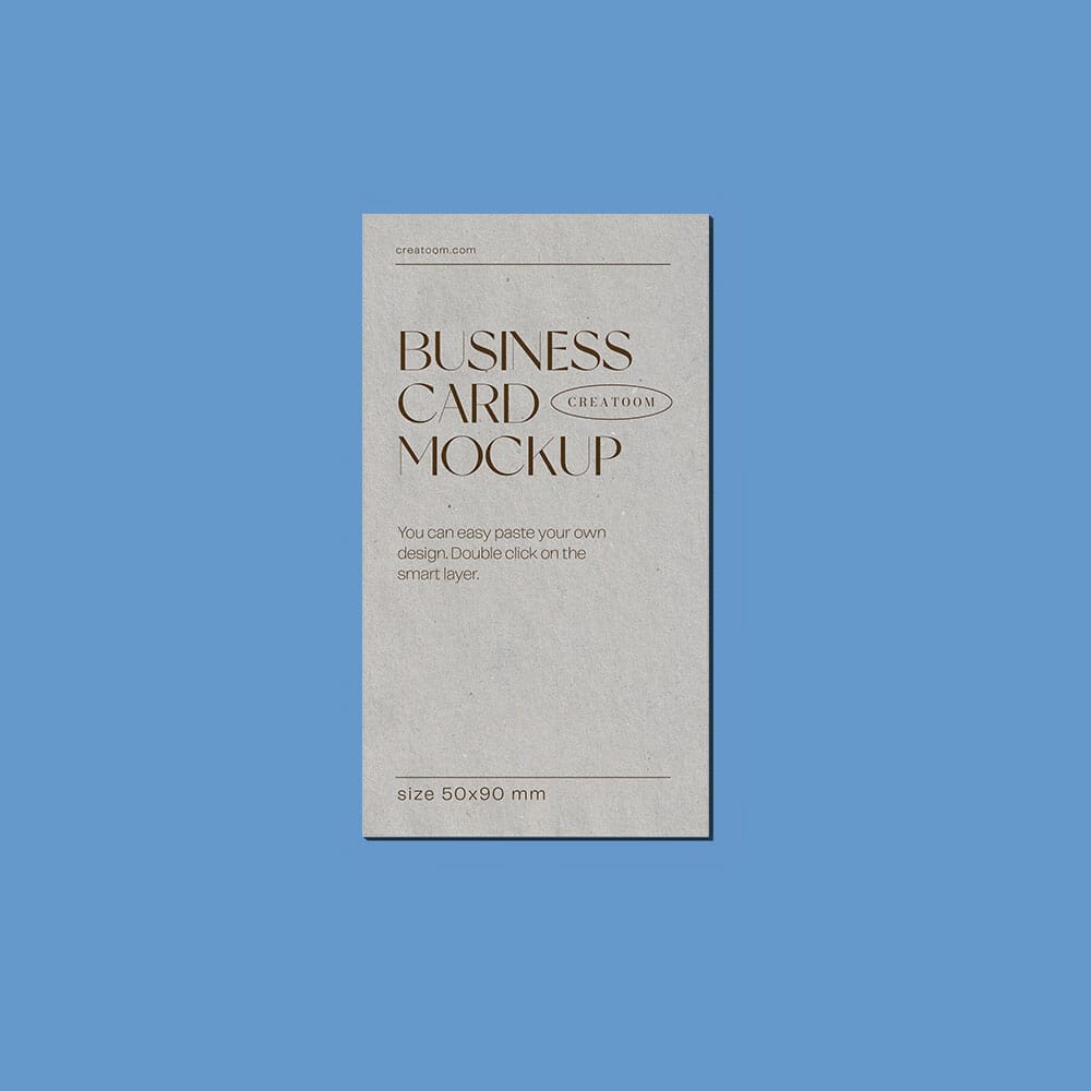 Free Front View Card Vertical Mockup PSD