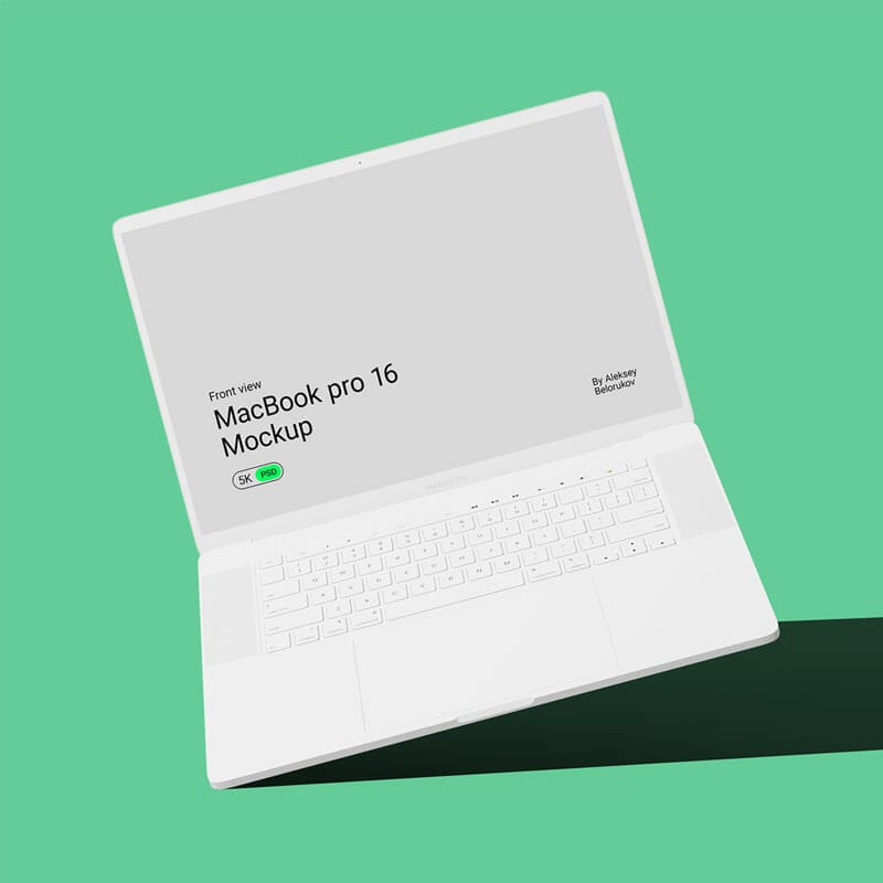 Free Front View Clay Macbook Pro 16 Mockup PSD