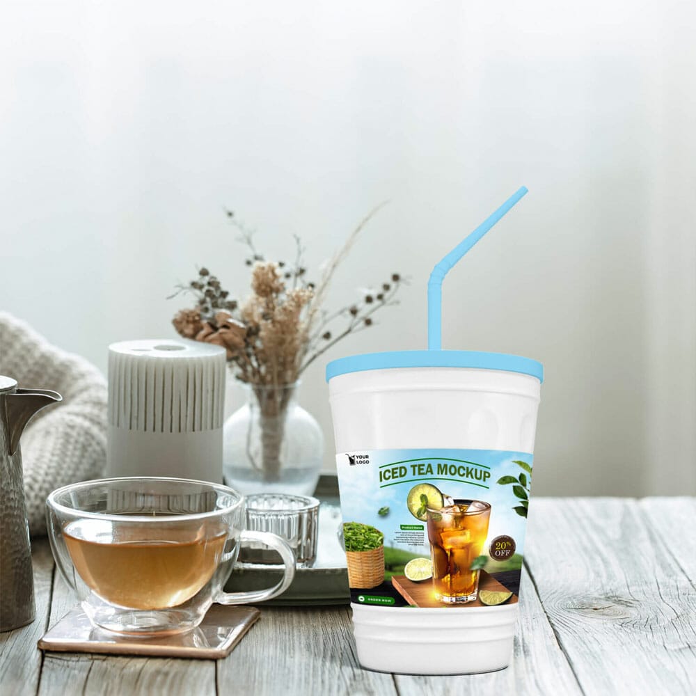 Free Iced Tea Mockup PSD Template