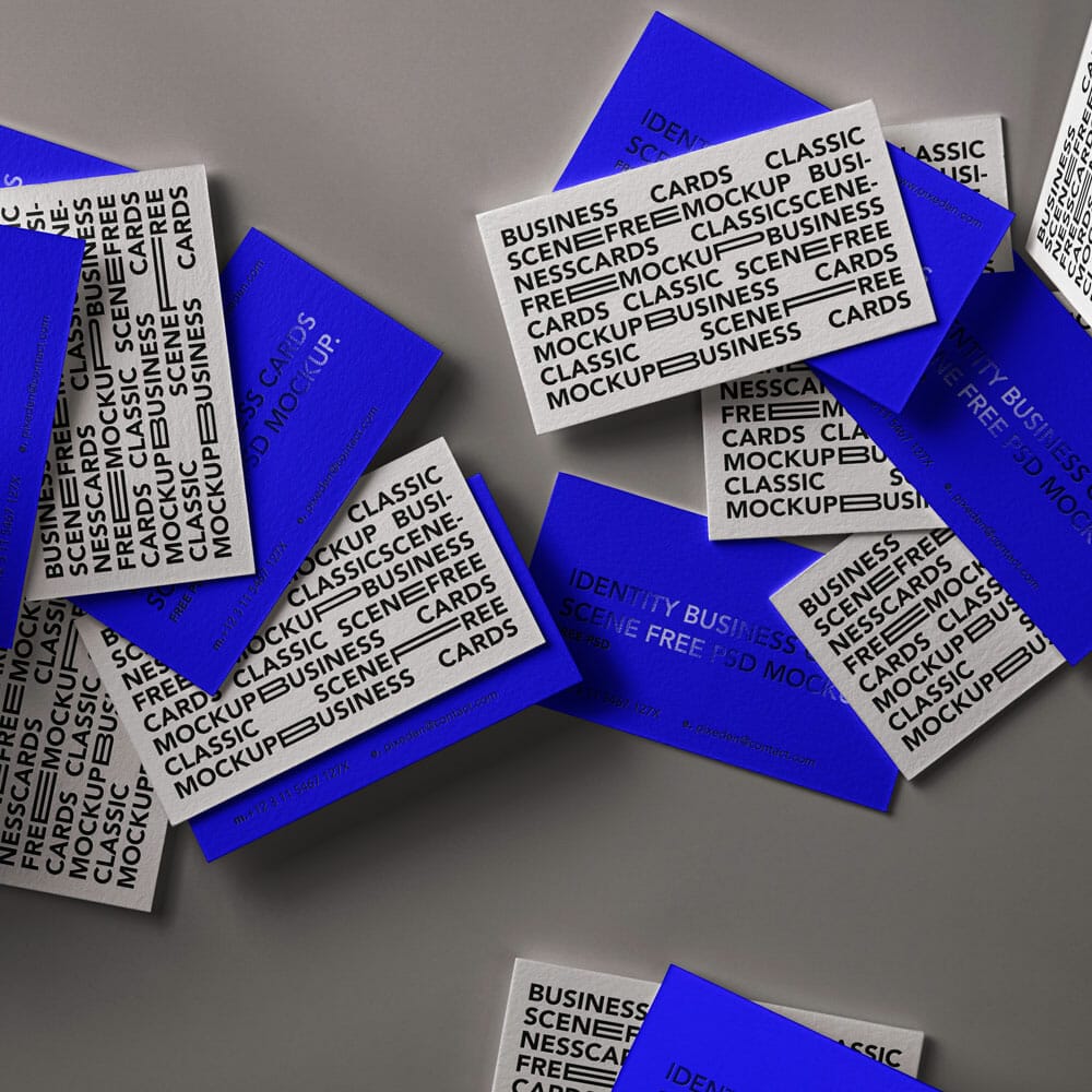 Free Identity Scene PSD Business Cards Mockup