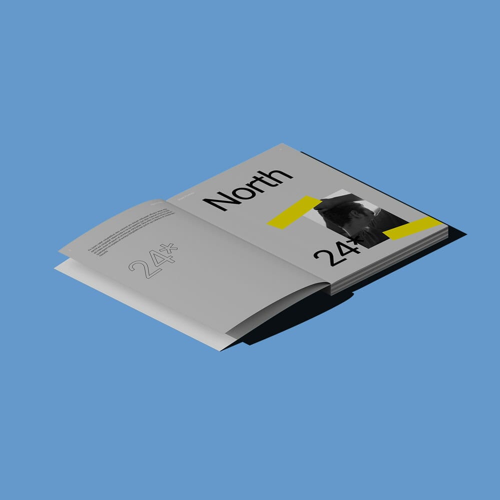 Free Isometric Open Magazine A4 Mockup PSD