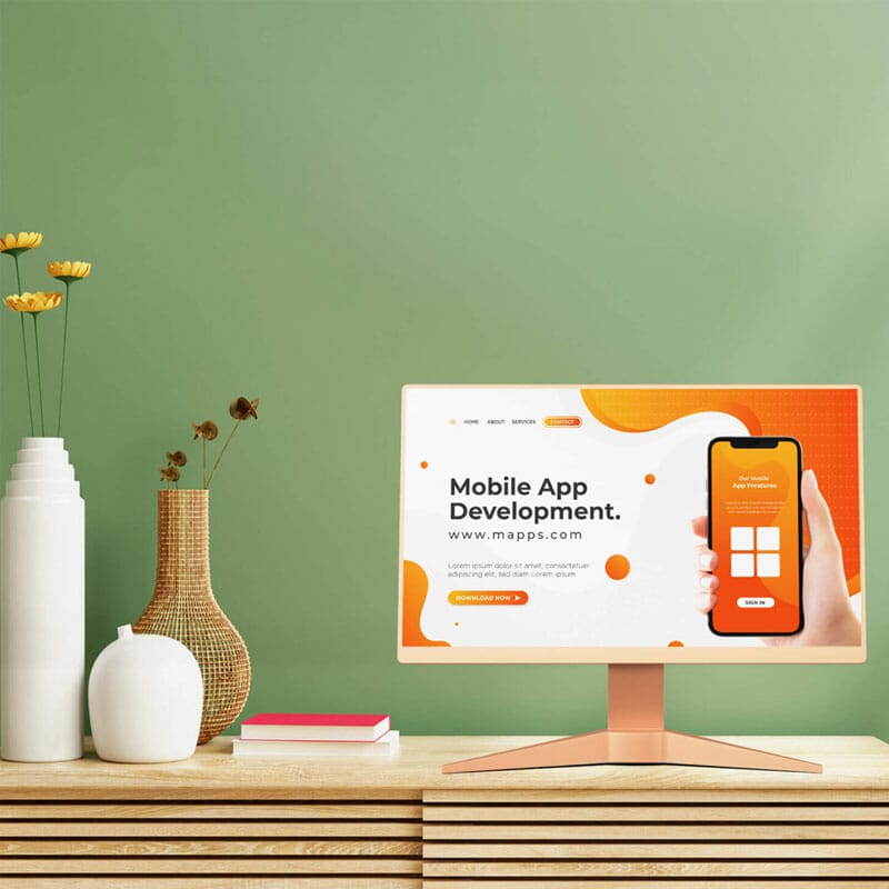 Free Isometric Website Display Mockup PSD Template