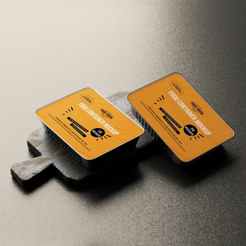 Free Large Aluminum Food Container Box Mockup PSD