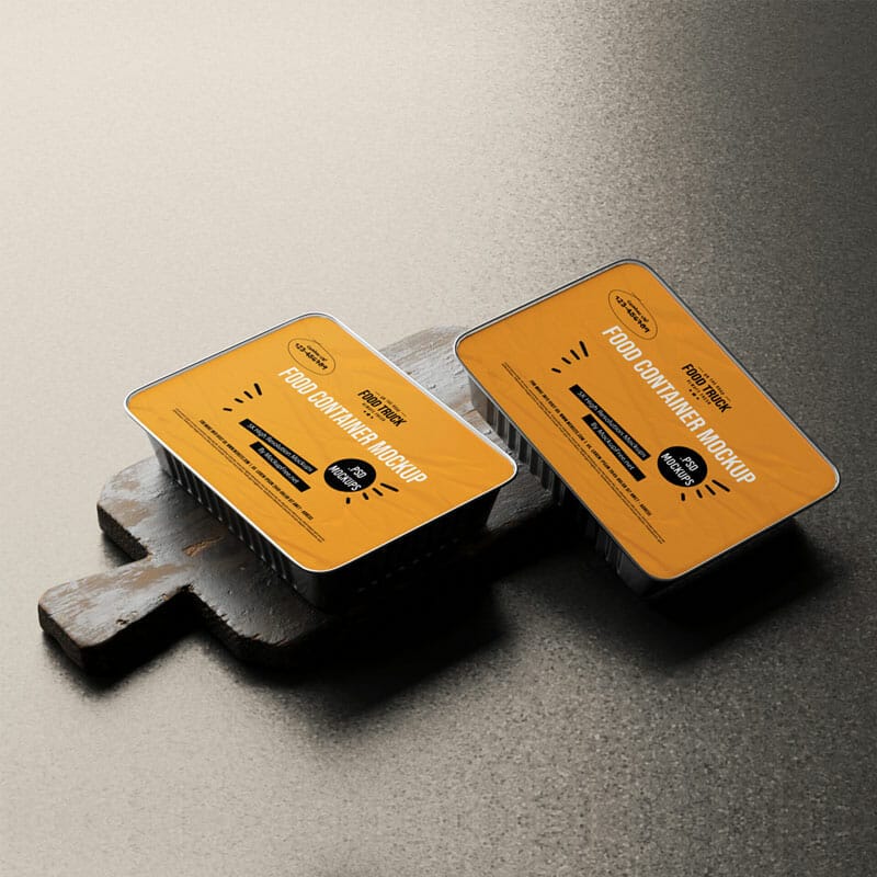 Free Large Aluminum Food Container Box Mockup PSD