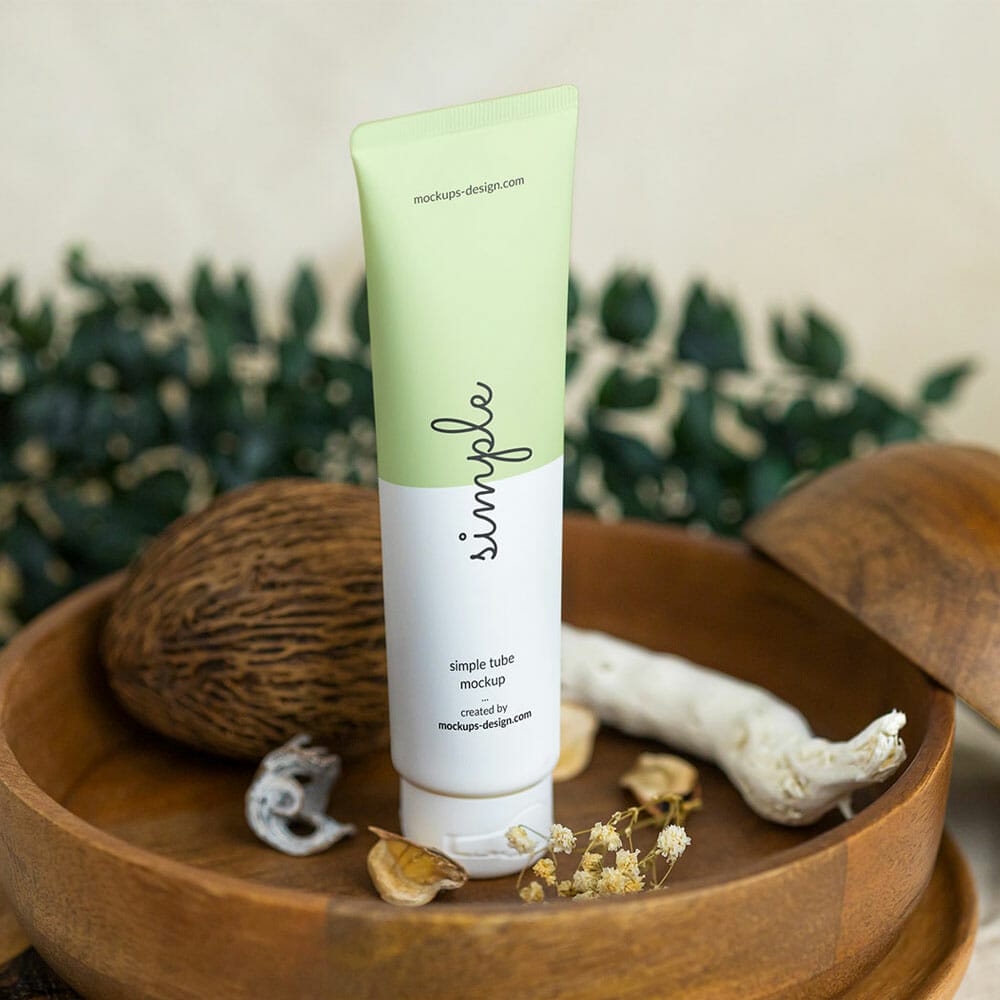 Free Natural Cosmetic Tube Mockup PSD