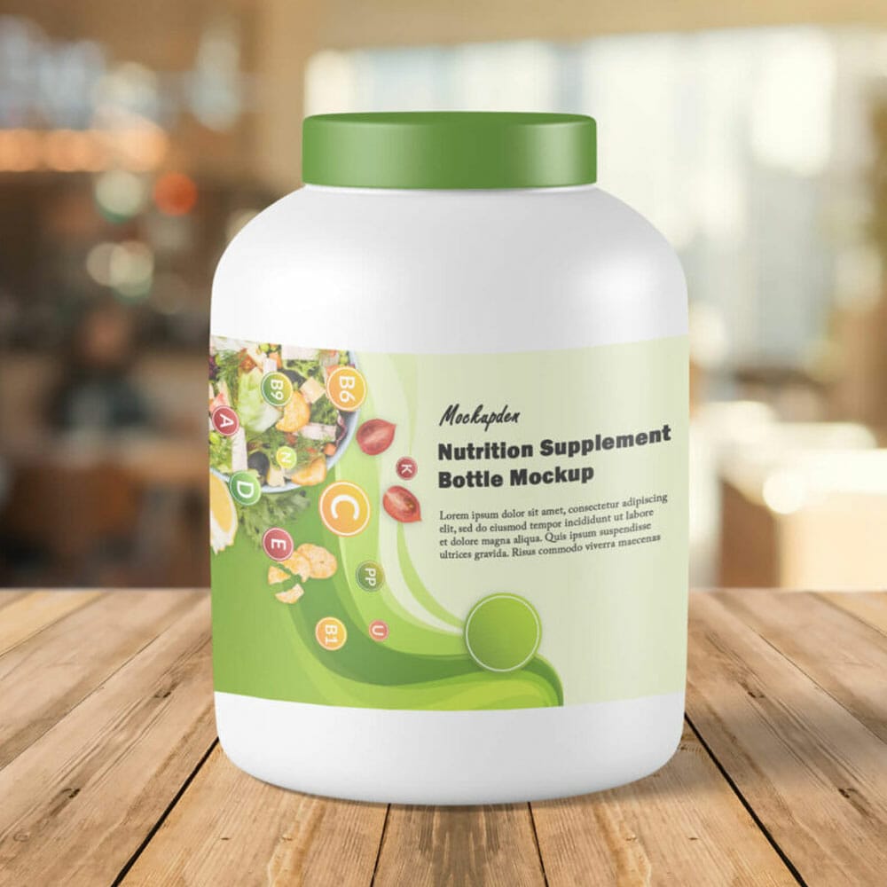 Free Nutrition Supplement Bottle Mockup PSD Template