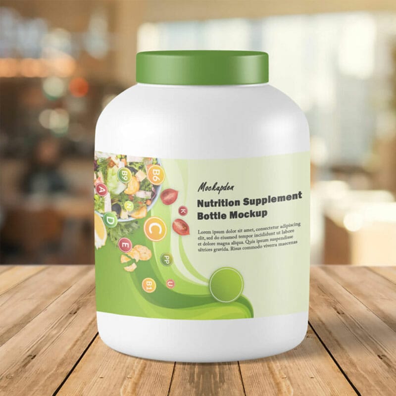 Free Nutrition Supplement Bottle Mockup PSD Template