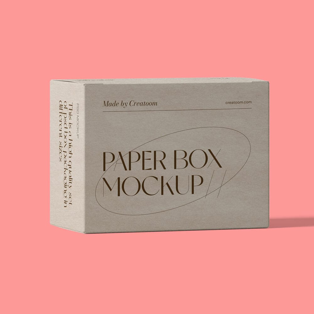 Free Paper Box Mockup Front View PSD