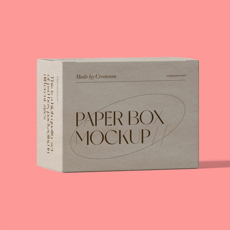Free Paper Box Mockup Front View PSD