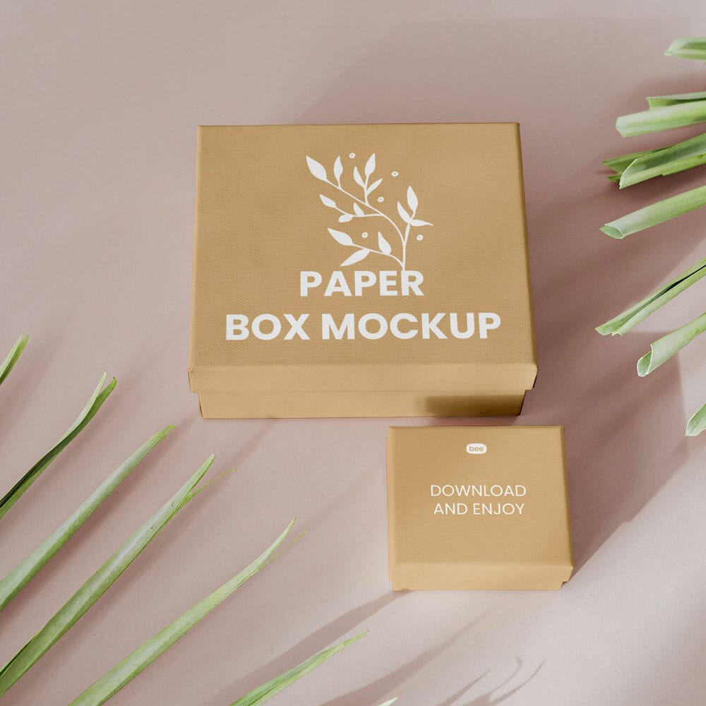 Free Paper Gift Box Mockups PSD