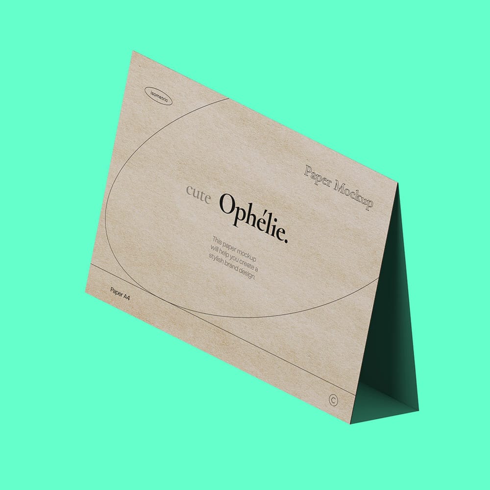 Free Paper Isometric Mockup PSD