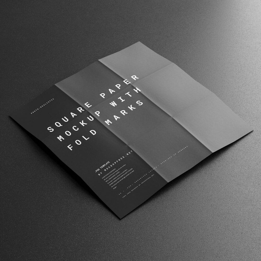 Free Paper Mockup With Fold Marks PSD