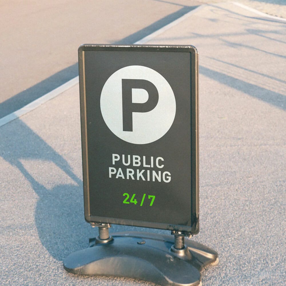 Free Parking Awareness Signage Mockup PSD