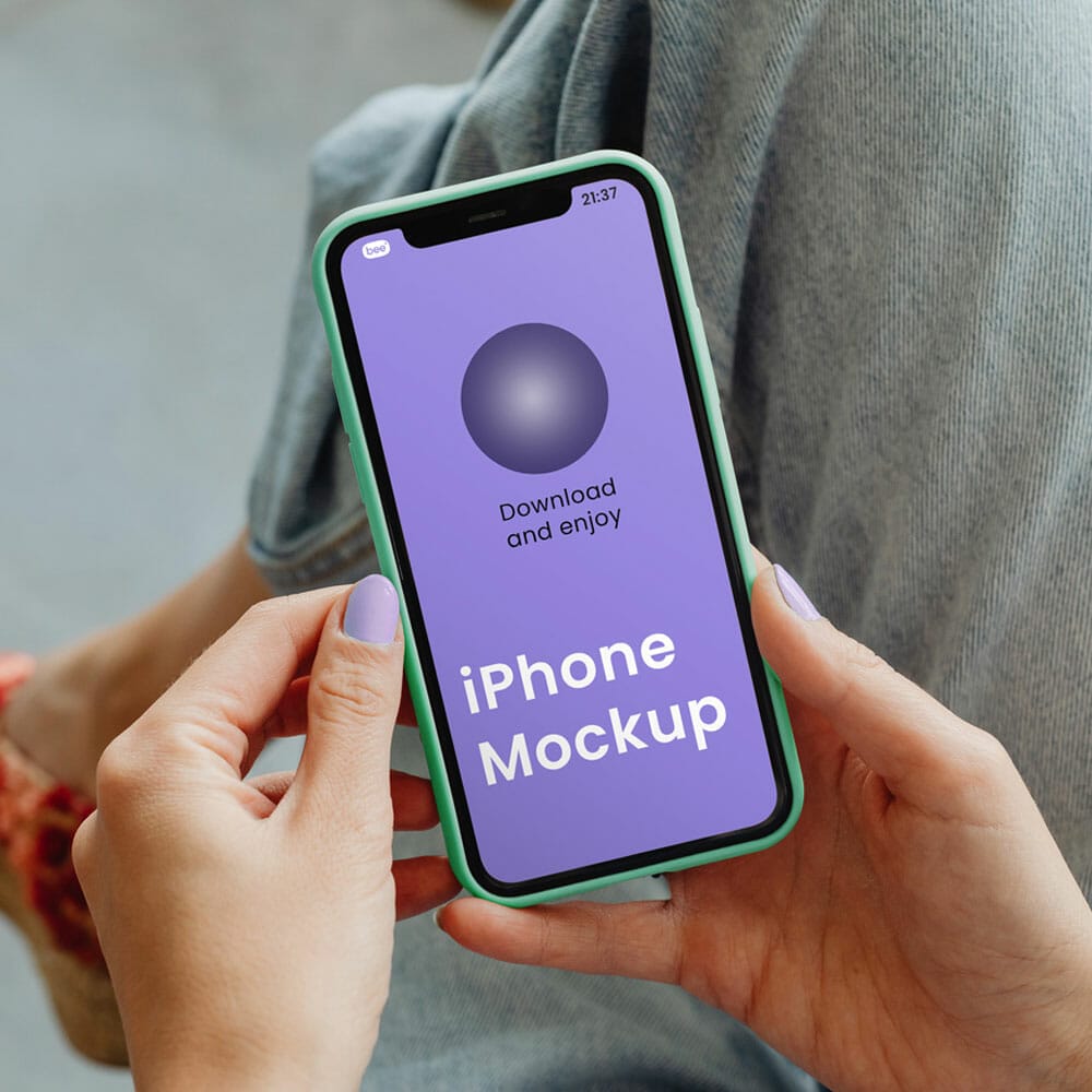 Free Phone In Hand Mockup PSD