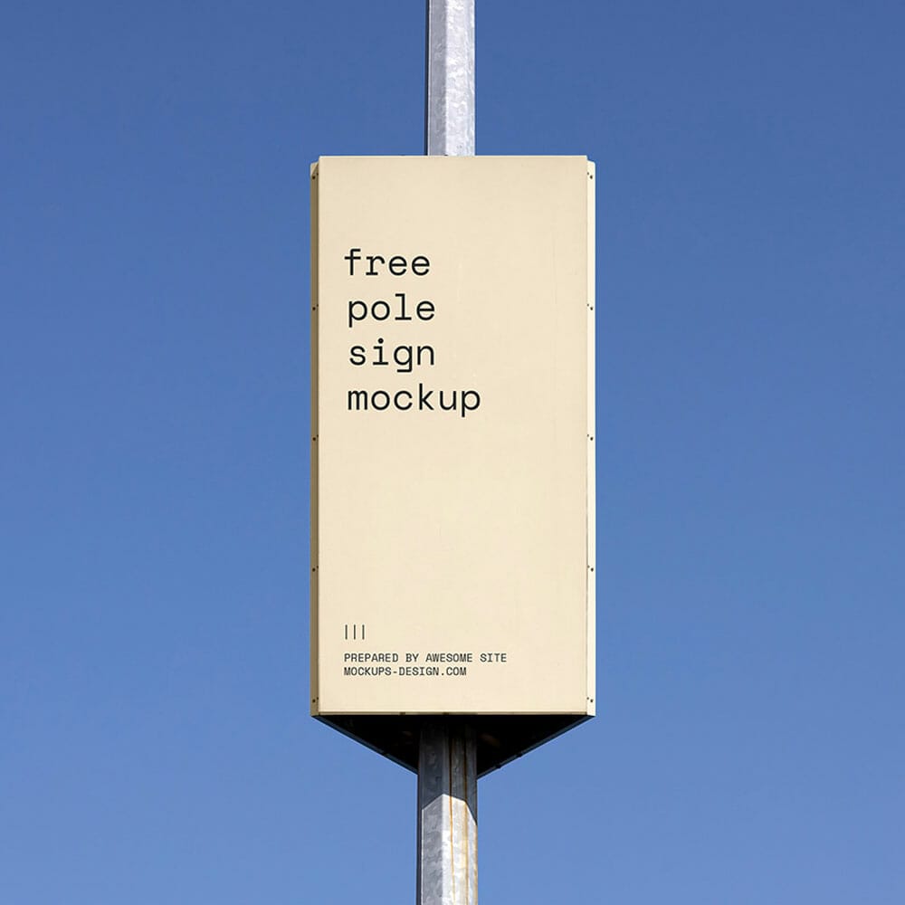 Free Pole Sign Mockup PSD