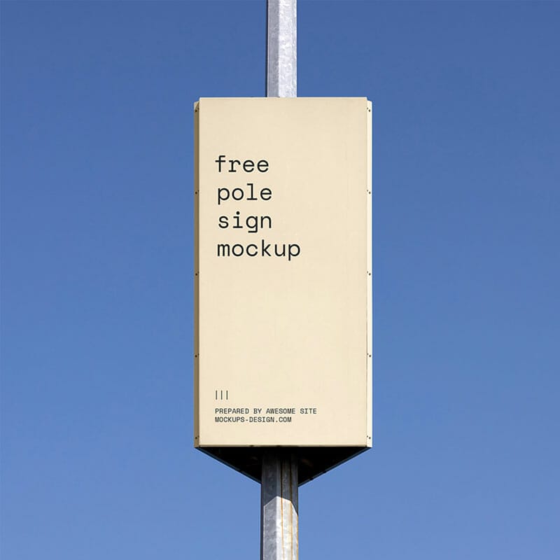 Free Pole Sign Mockup PSD