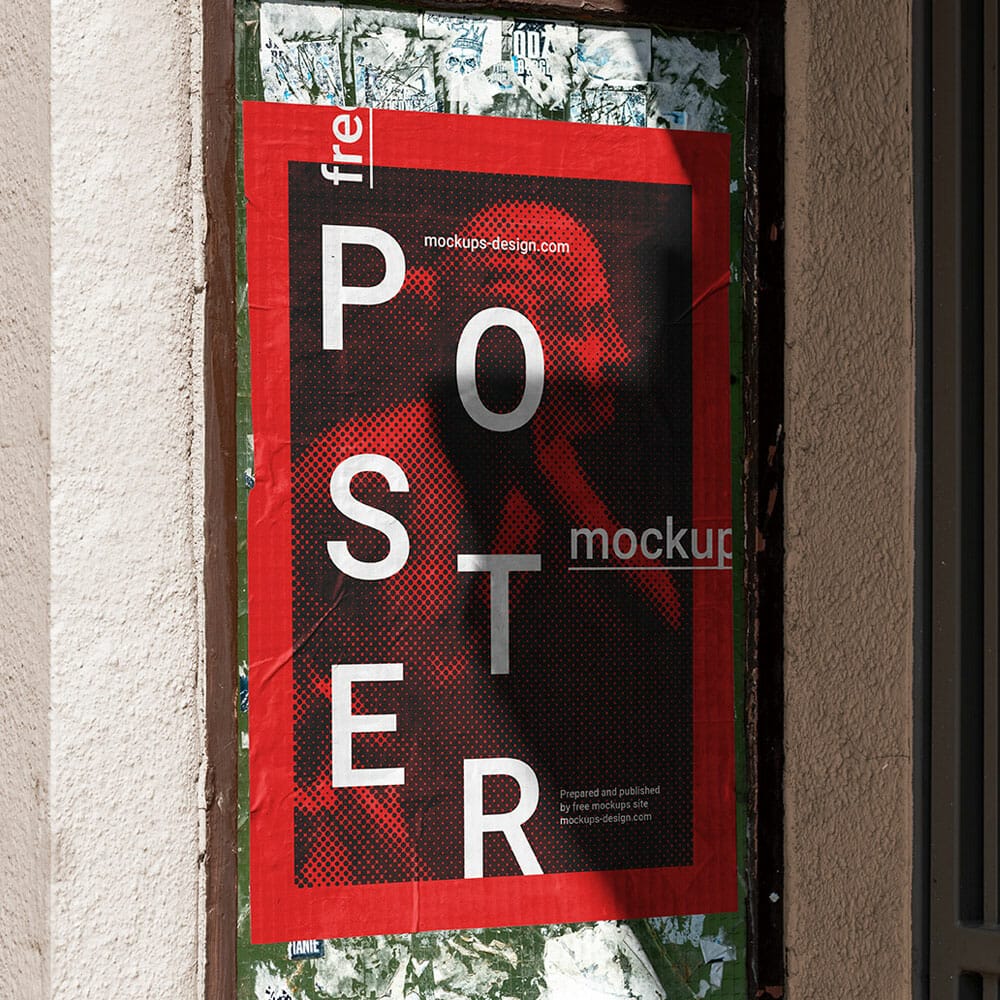 Free Poster In A Gate Mockup PSD