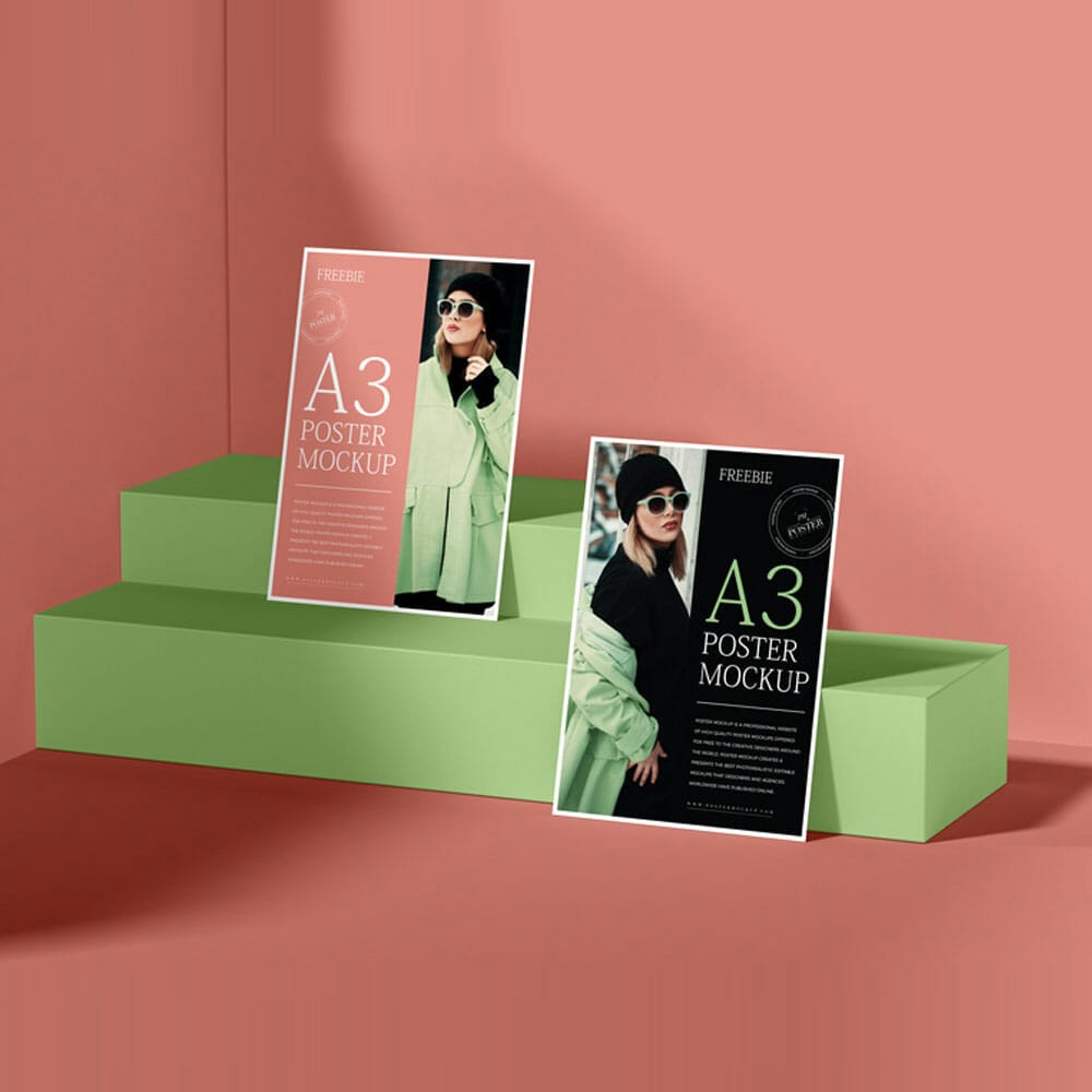 Free Premium Brand Identity A3 Poster Mockup PSD