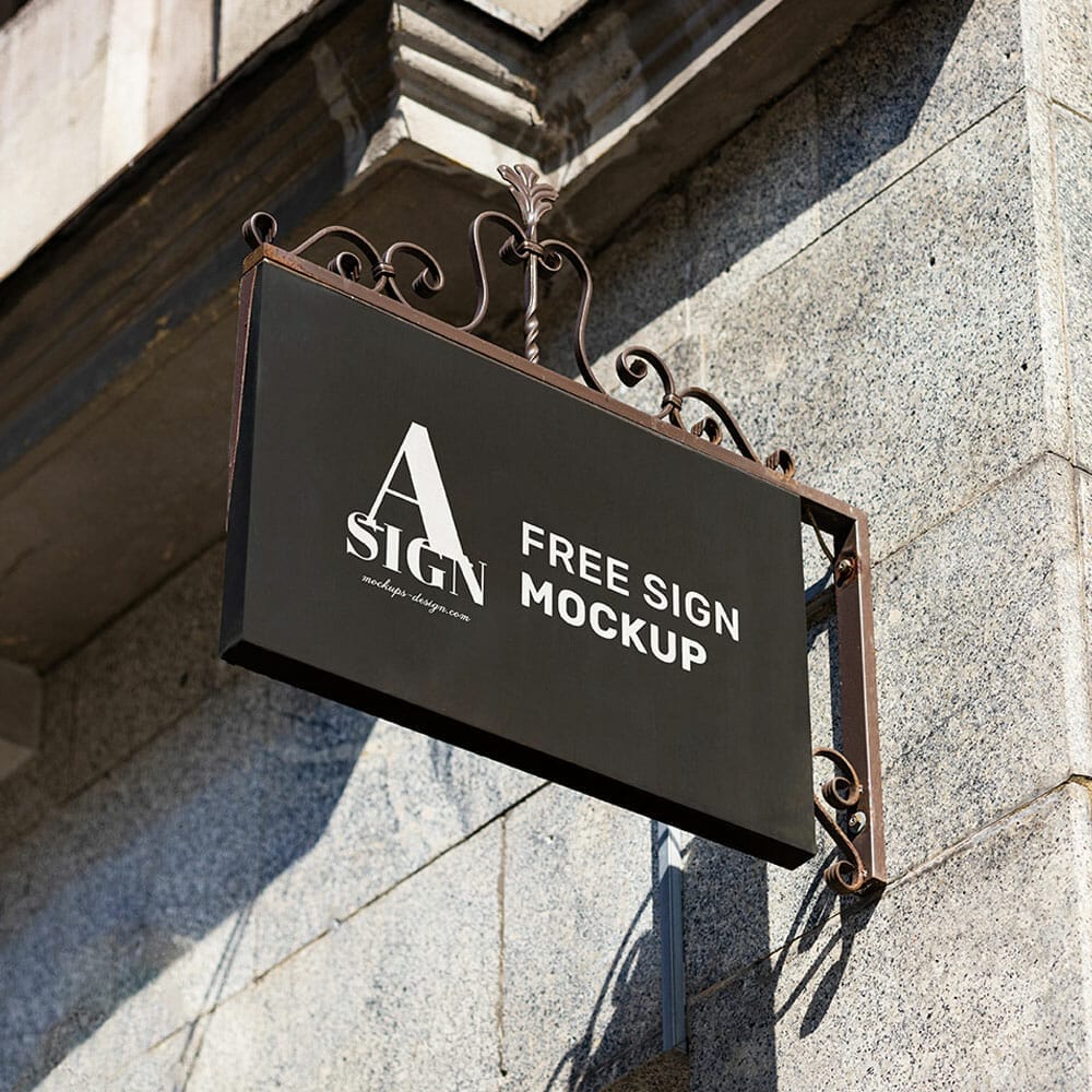 Free Rectangle Sign Mockup PSD