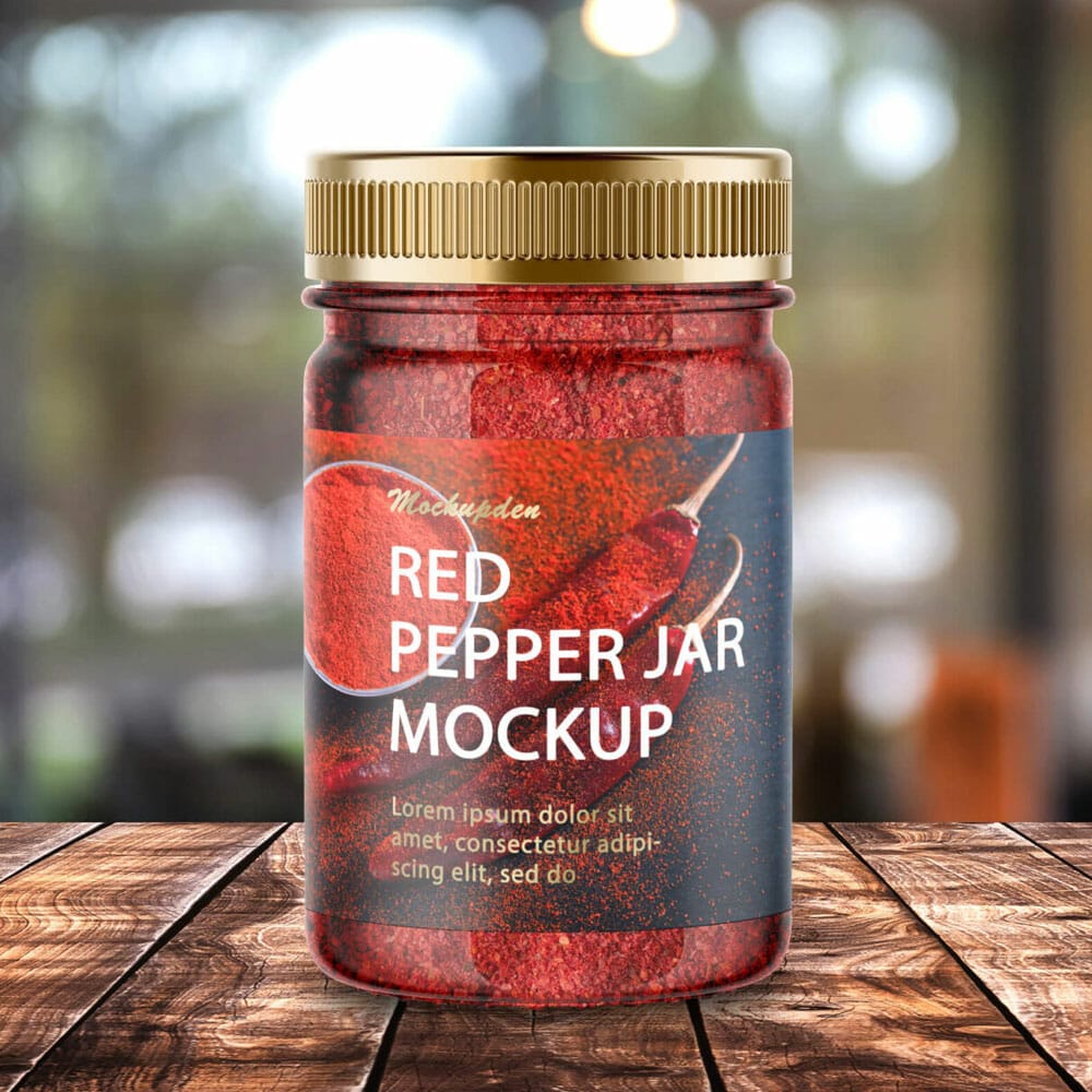 Free Red Pepper Jar Mockup PSD Template