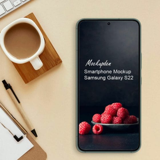Free Samsung Galaxy S22 Smartphone Mockup PSD Template