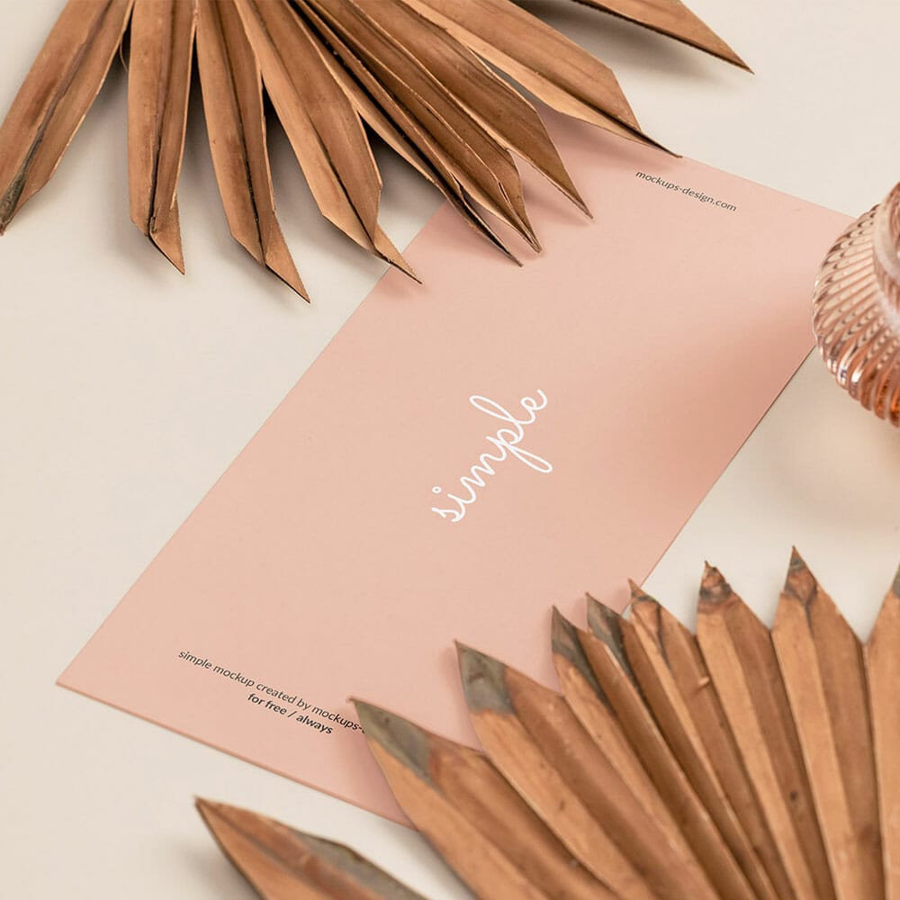 Free Single DL Flyer With Dried Leafs Mockup PSD
