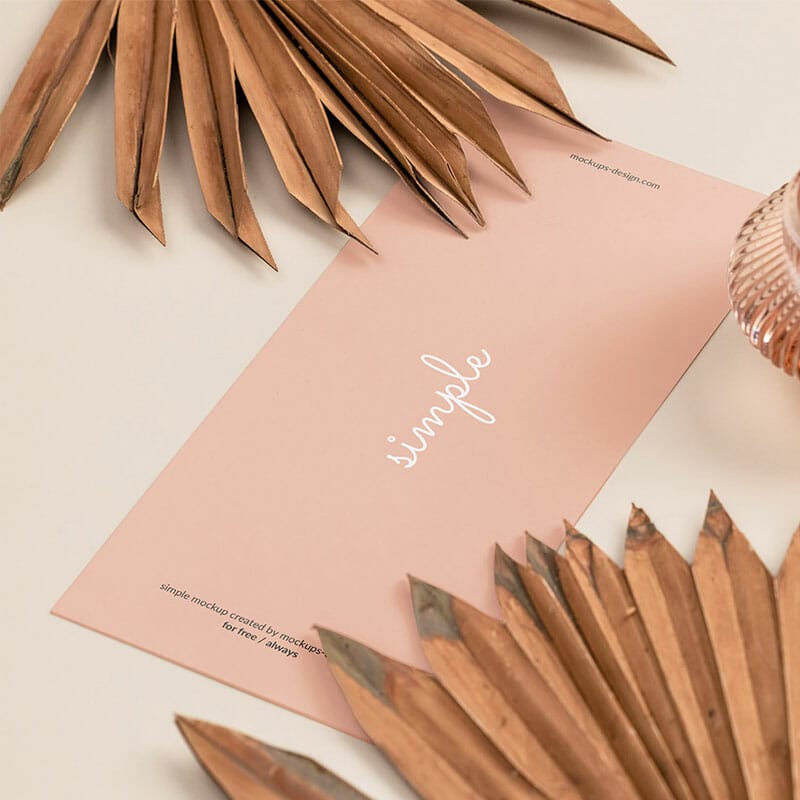 Free Single DL Flyer With Dried Leafs Mockup PSD