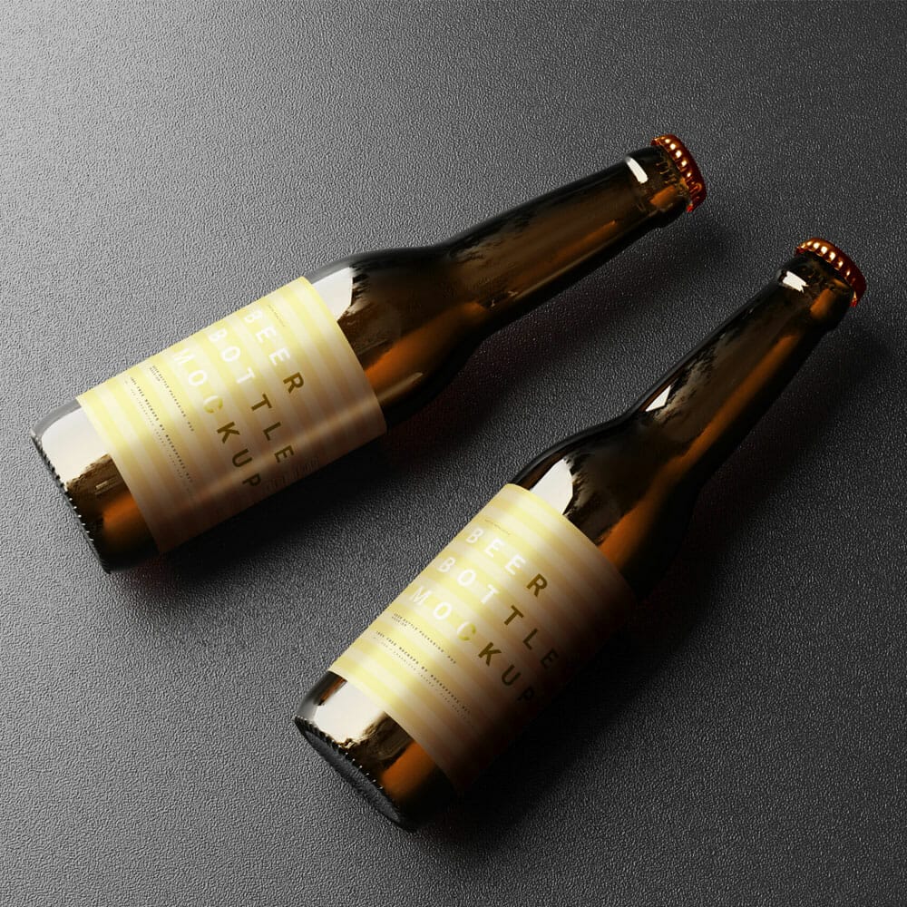 Free Slim Beer Bottle Mockup PSD