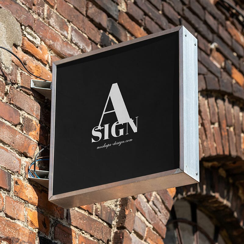 Free Square Sign Mockup PSD