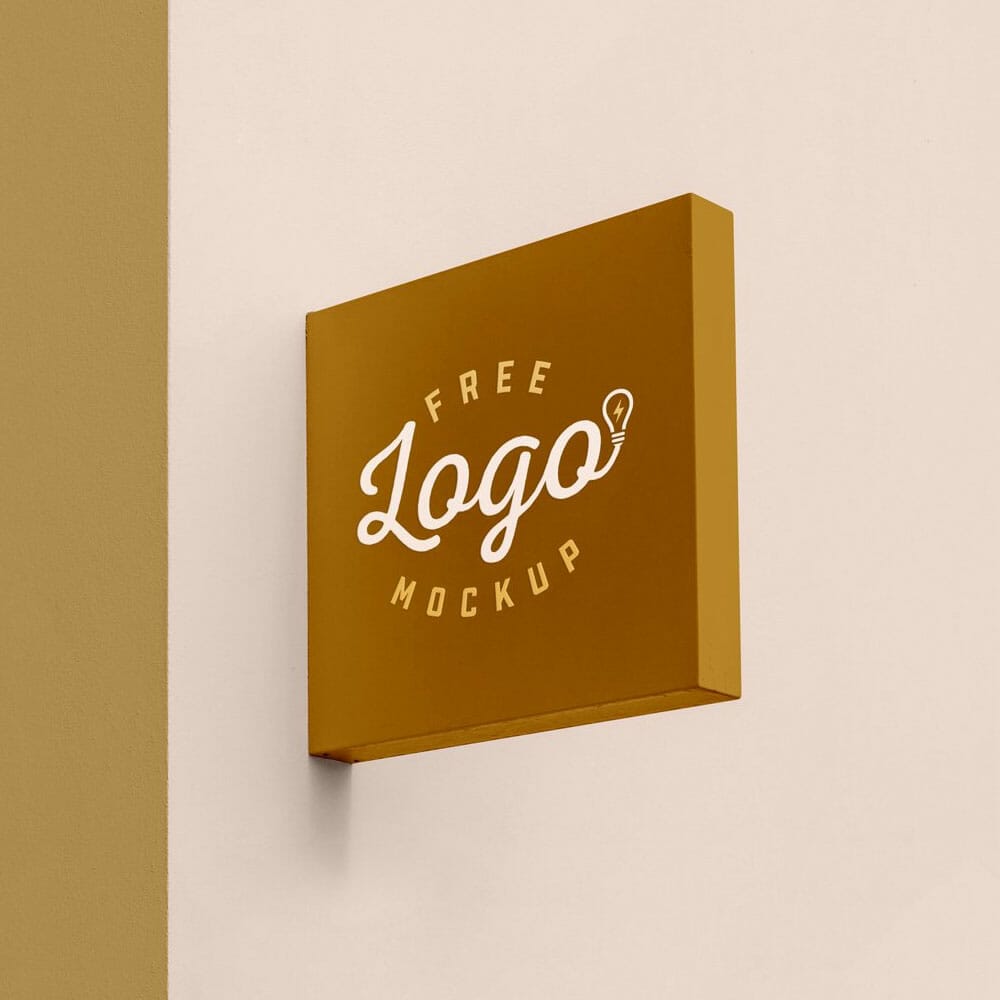 Free Square Signage Mockup PSD