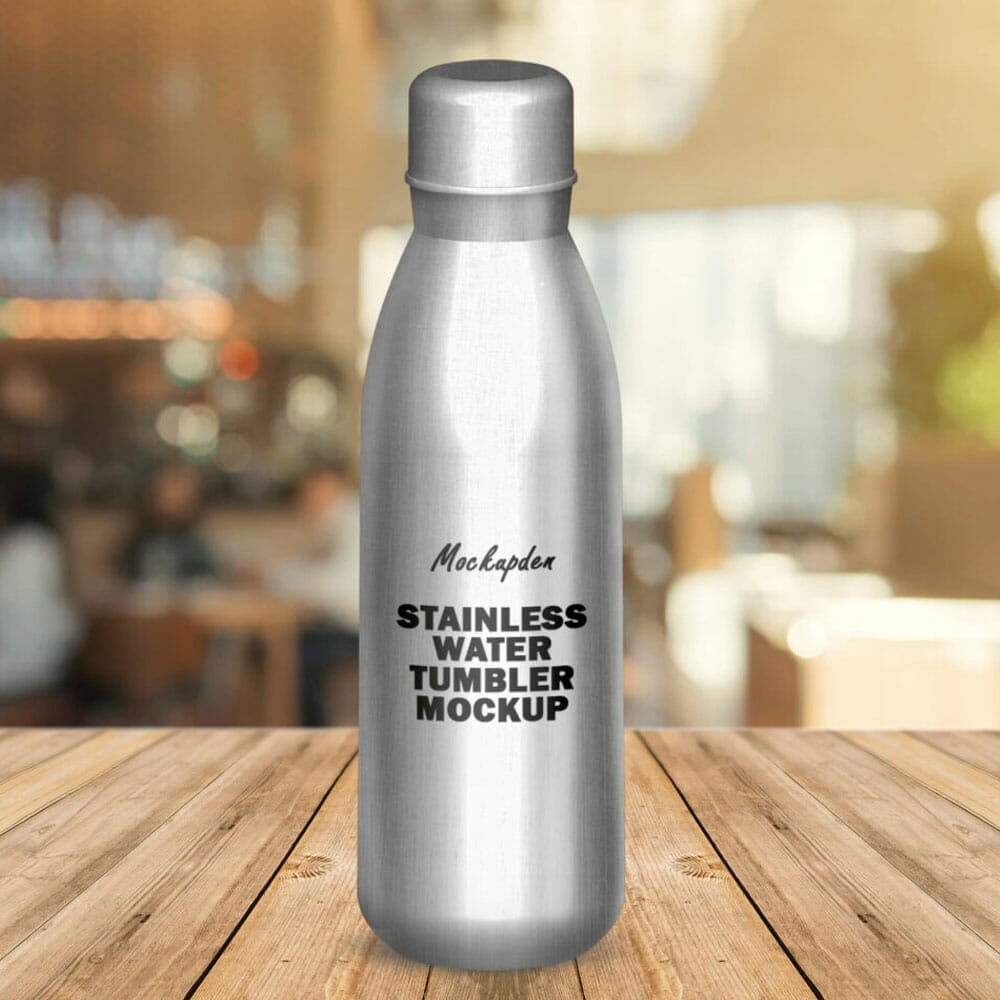 Free Stainless Water Tumbler Mockup PSD Template