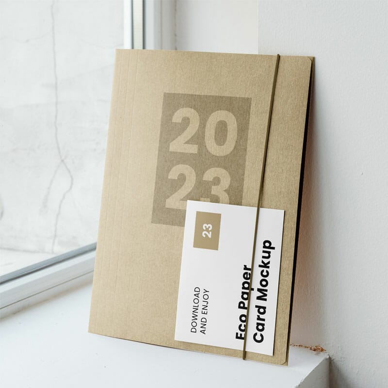 Free Standing Folder With Card Mockup PSD