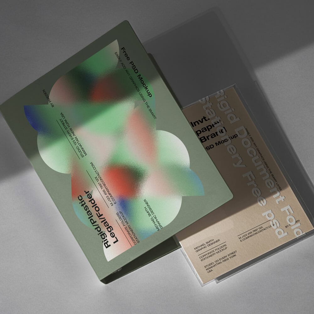 Free Stationary Document PSD Folder Mockup