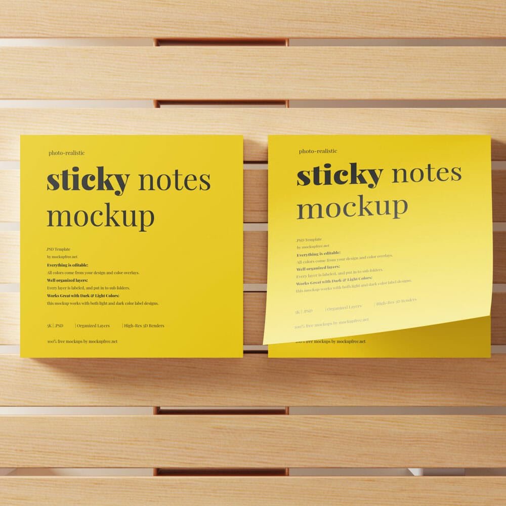 Free Sticky Note Mockups PSD
