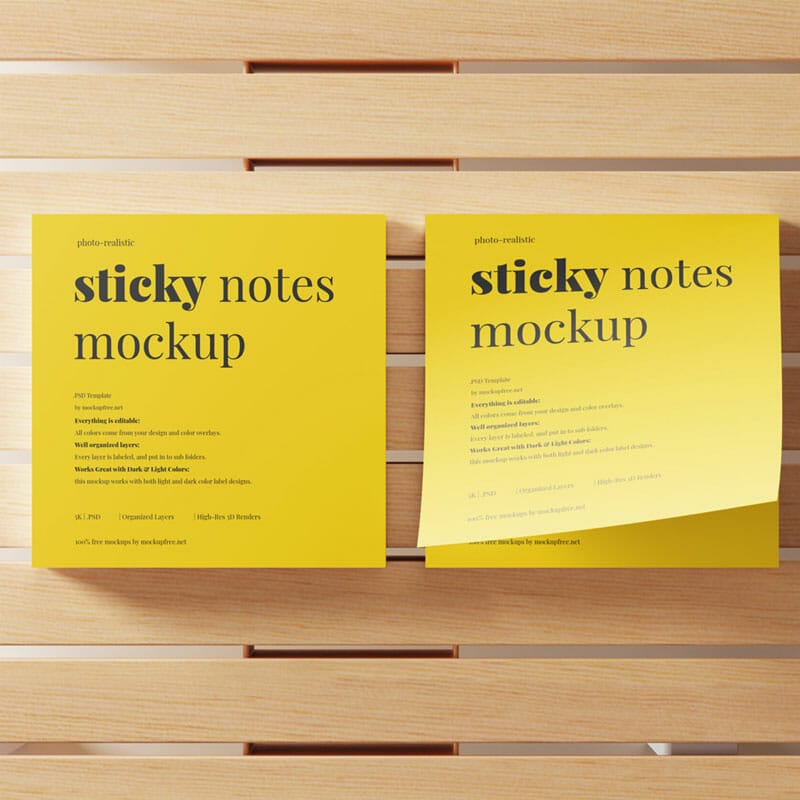 Free Sticky Note Mockups PSD