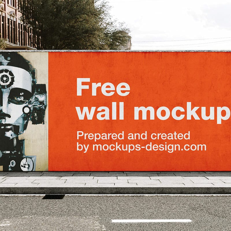 Free Street Wall Mockup PSD
