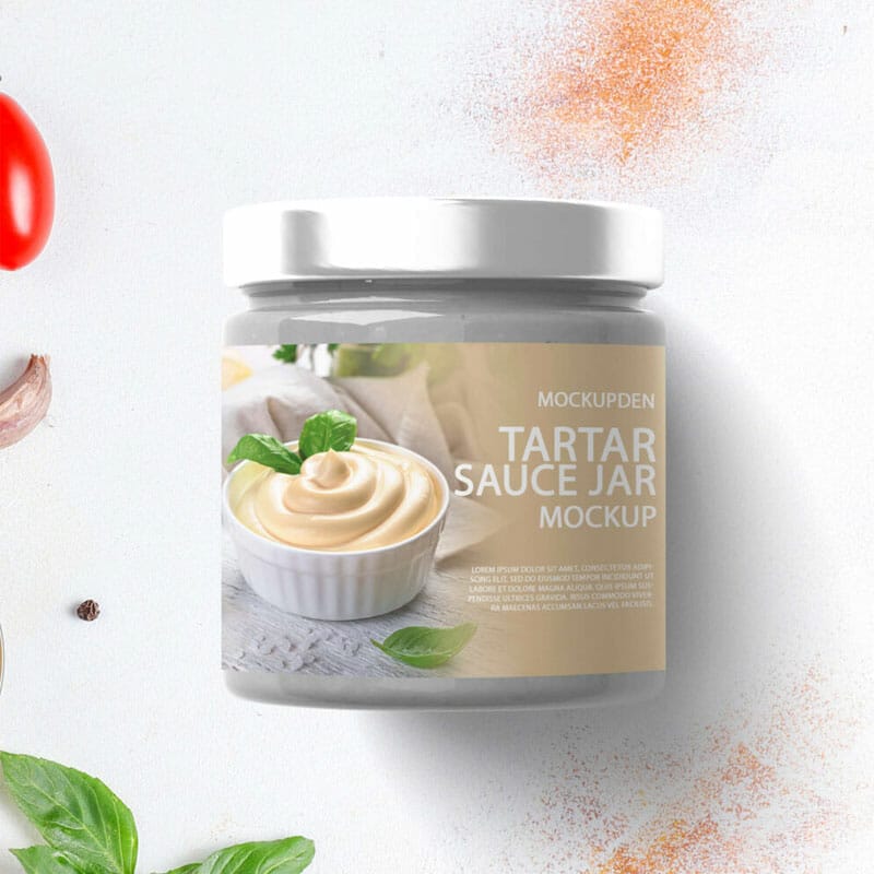 Free Tartar Sauce Jar Mockup PSD Template